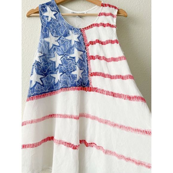 Jessica Taylor Tank Top with American Flag Design Sz Large - Picture 2 of 5